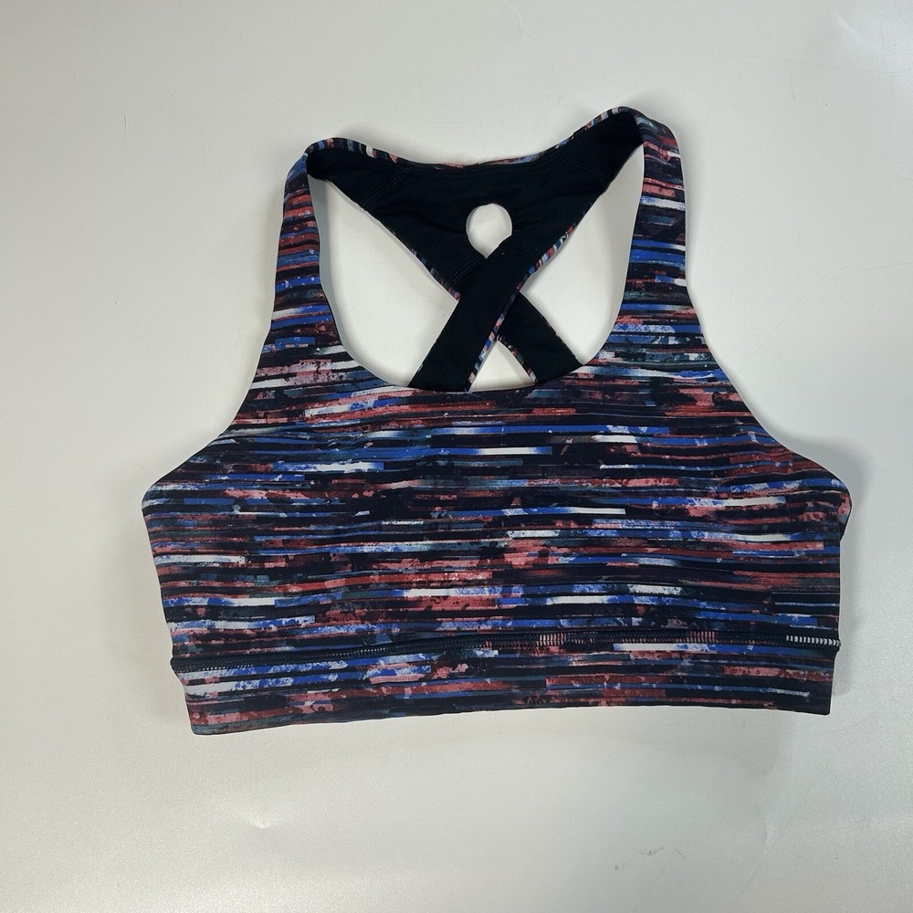 Lululemon Time To Sweat Bra Women's 4 Hinshu Alpine Multicolor Striped Athletic